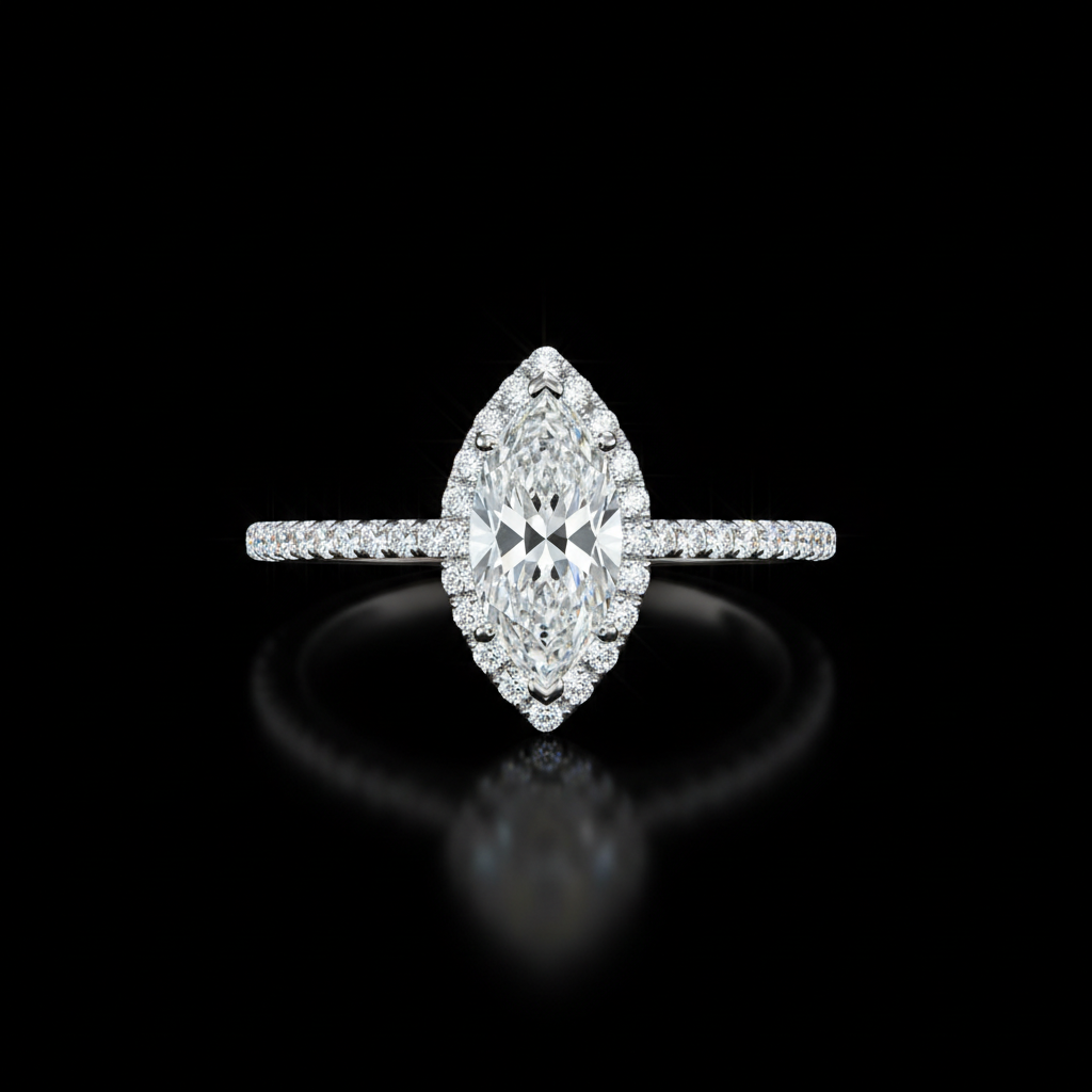 Marquise Diamond — White Gold East-West