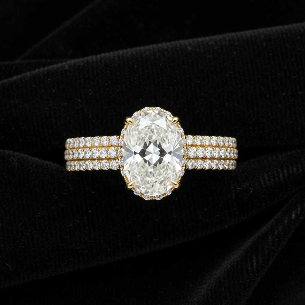 Oval Diamond — Yellow Gold Hidden Halo