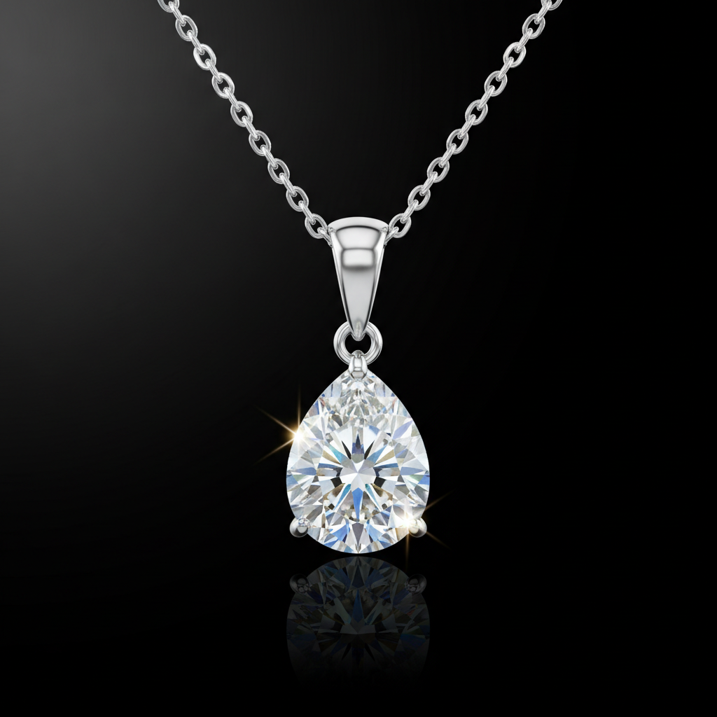 Diamond solitaire pendant necklace white gold