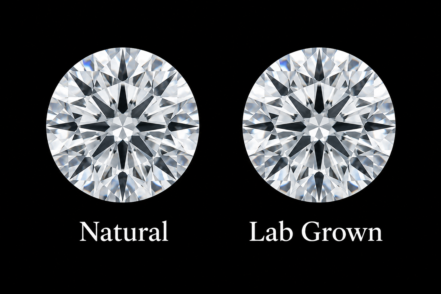 Natural versus lab grown diamond side by side comparison
